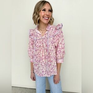 Floral Ruffle Blouse in Pink by [Brand]